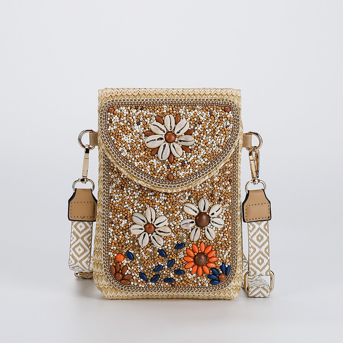 Rice Bead Bag Woven Women's Shoulder