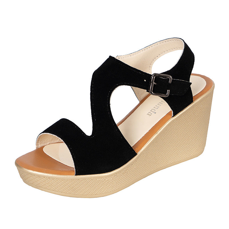 Large Size One-word Buckle Fish Mouth Sandals