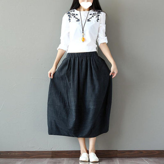 Women's Fashion Retro Cotton And Linen Skirt