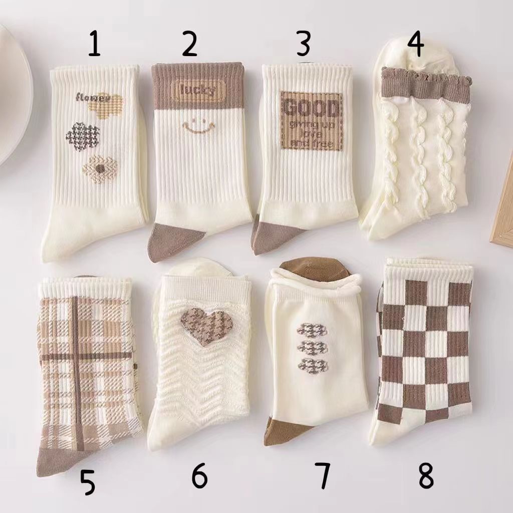 Mori Middle Tube Socks Fall New White Students Sweet Wind