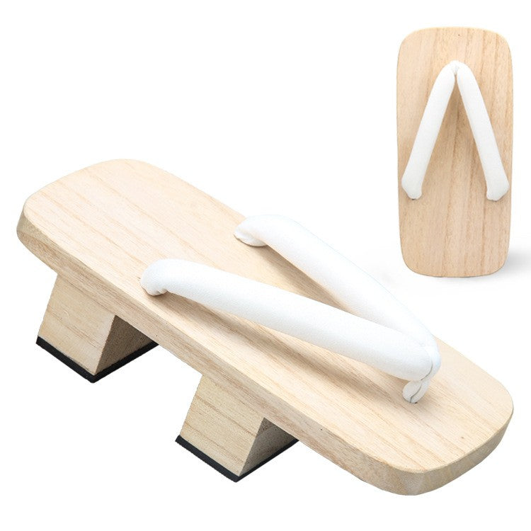 Two-tooth Clogs Men's White Wood Japanese Slippers