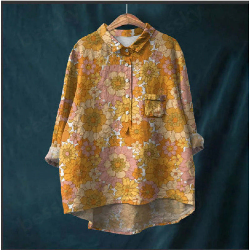 Animal Print Hawaiian Long Sleeve Shirt