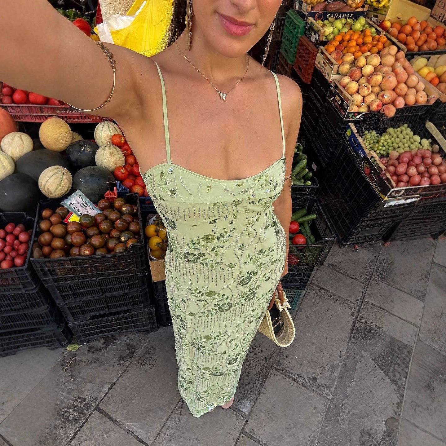 Sexy Green Slim-fit Slip Dress