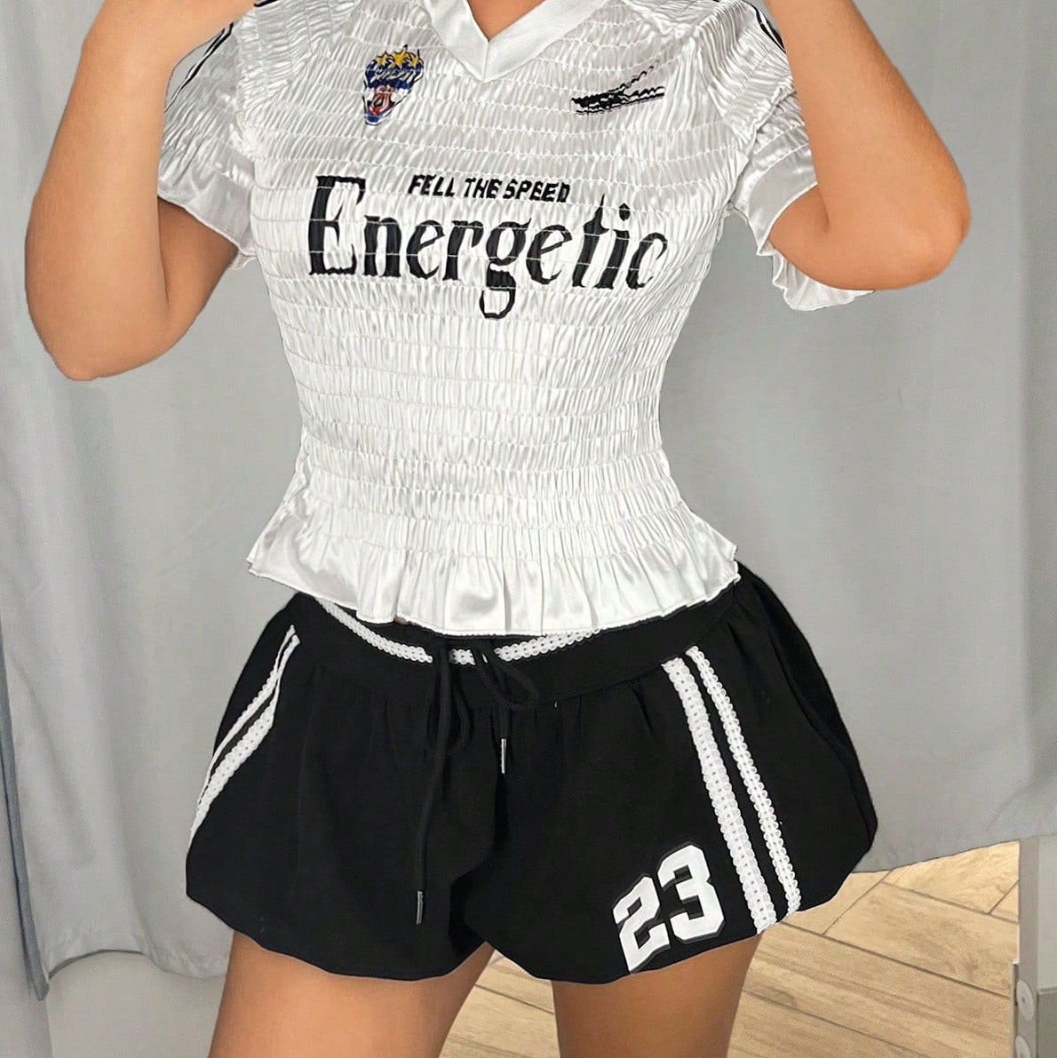 Casual Elastic-waist Letter-print Shorts With Drawstrings