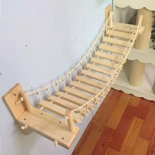 Wall-mounted Multifunctional Xilan Pine Solid Wood Suspension Bridge With Continuous Jumping Cat Nest