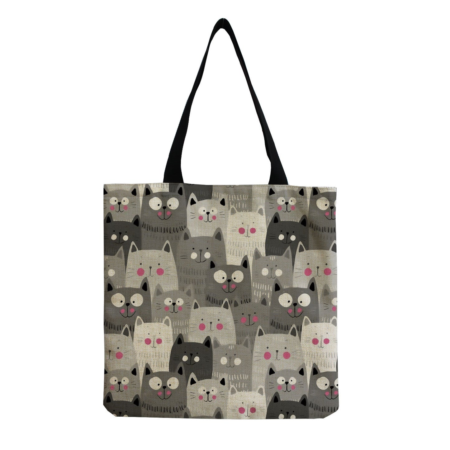 Foldable Portable Cute Cat-group Printed Handbag