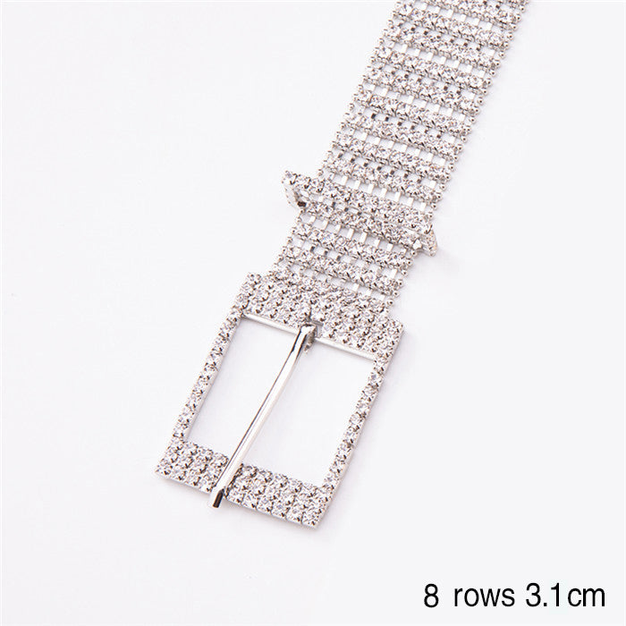 Women's Shiny Alloy Belt With Rhinestones