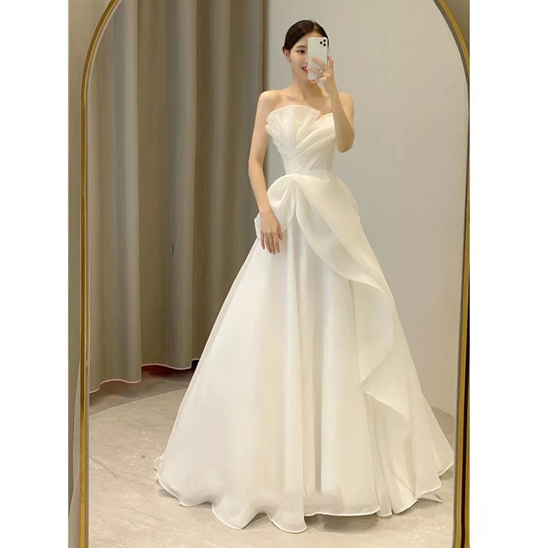Welcome Yarn Fairy New Bridal French Entry Lux Trip Shoot Simple White Gauze Skirt