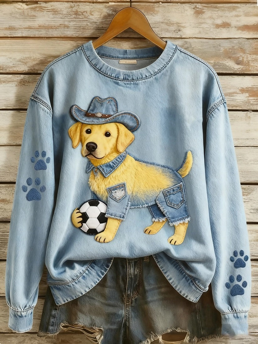 Womens Printed Saint-Like Sweater With A Crew Neck