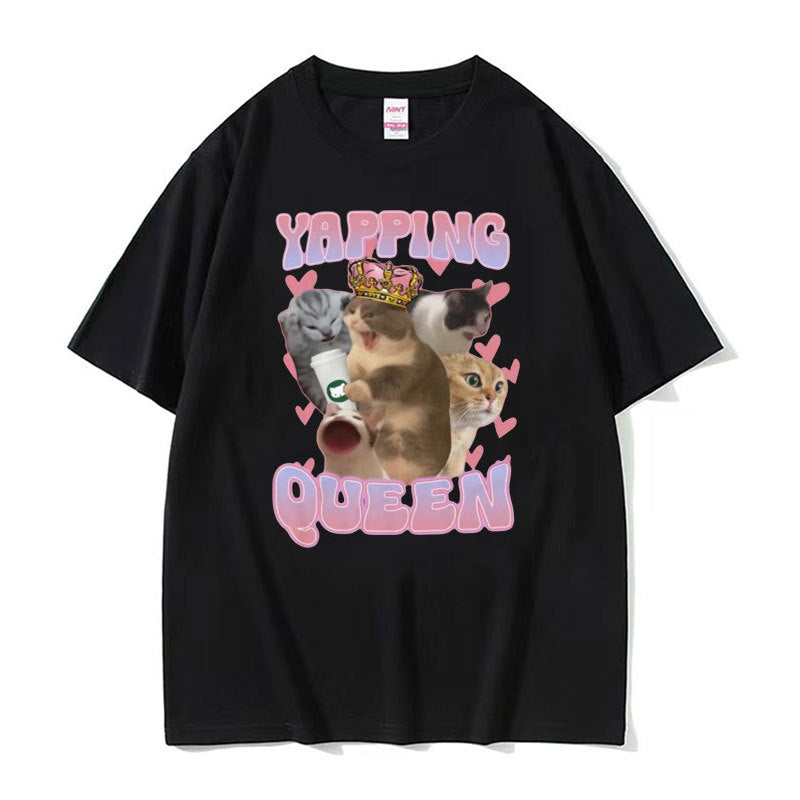 Funny Printed T-shirt Men And Women Fashion Round Neck Loose Short Sleeves