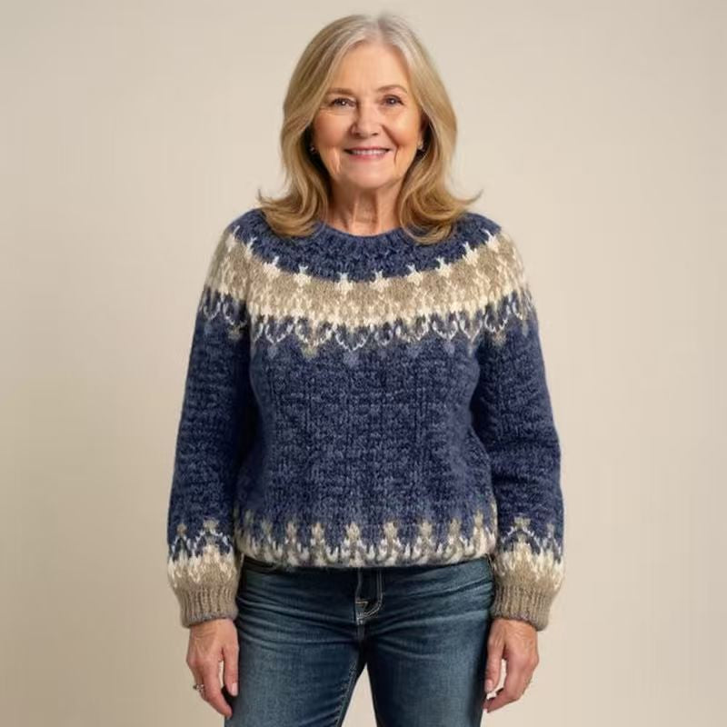 Round Neck Multicolor Loose Fashion Sweater Women