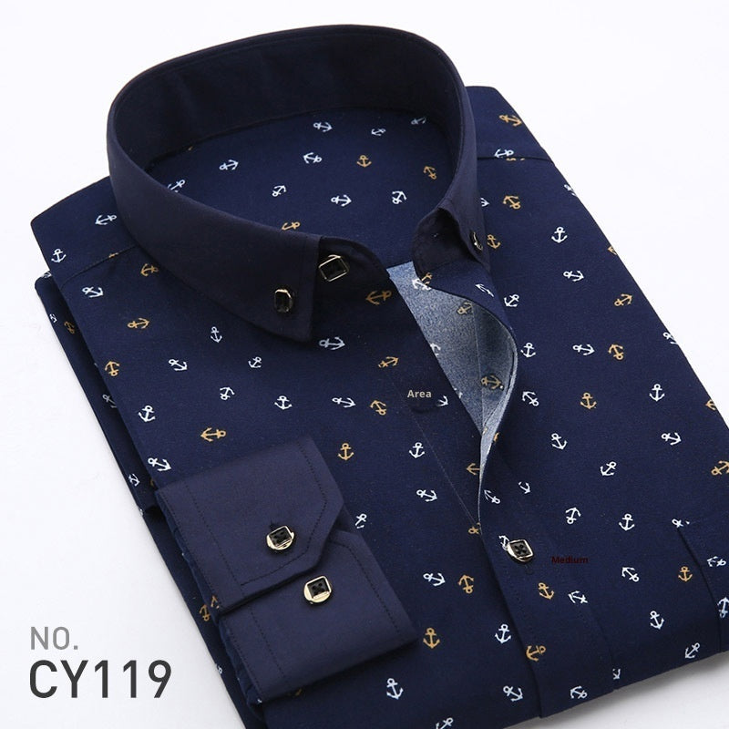 Men's Printed Long-sleeved Shirt Korean Style