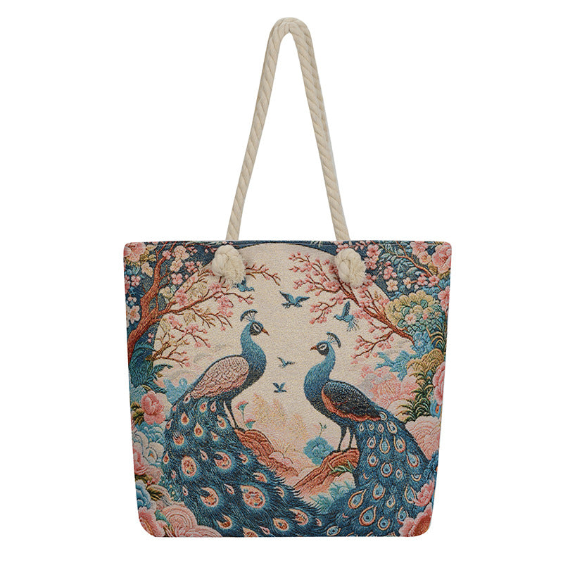 Double Sided Jacquard Embroidered Canvas Tote Bag