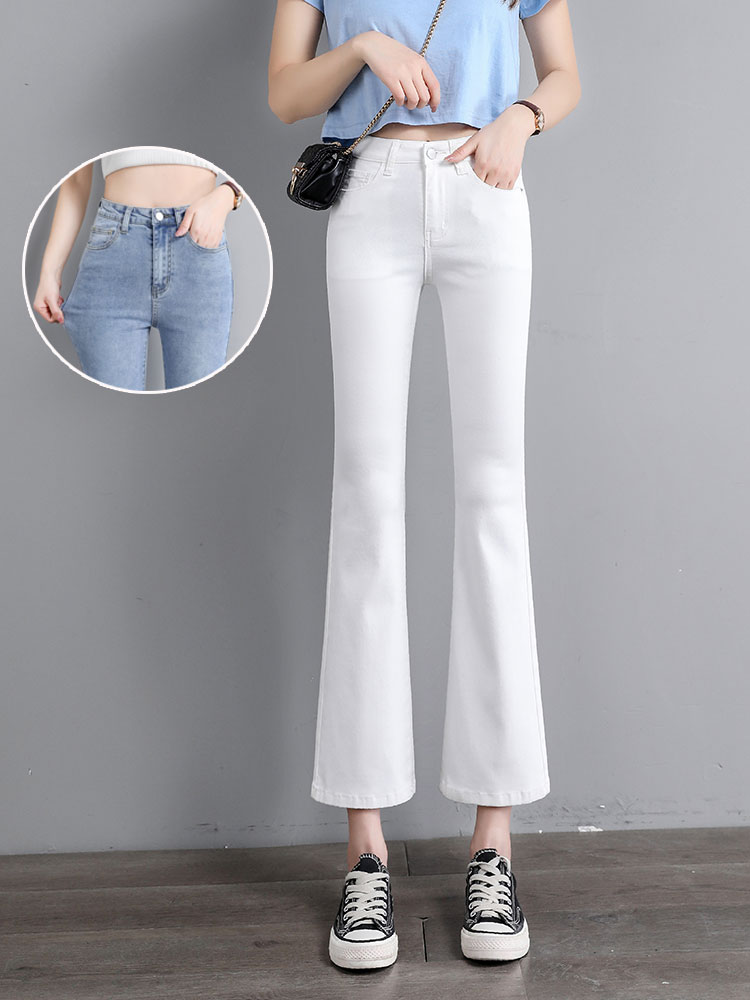 High Waist Slimming Stretch Micro Flared Cropped Trousers Women's Long Trousers
