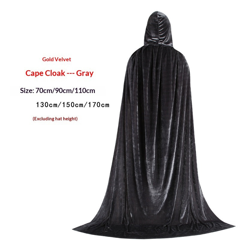Golden Velvet Wizard Witch Prince Cloak Halloween Velvet Cape
