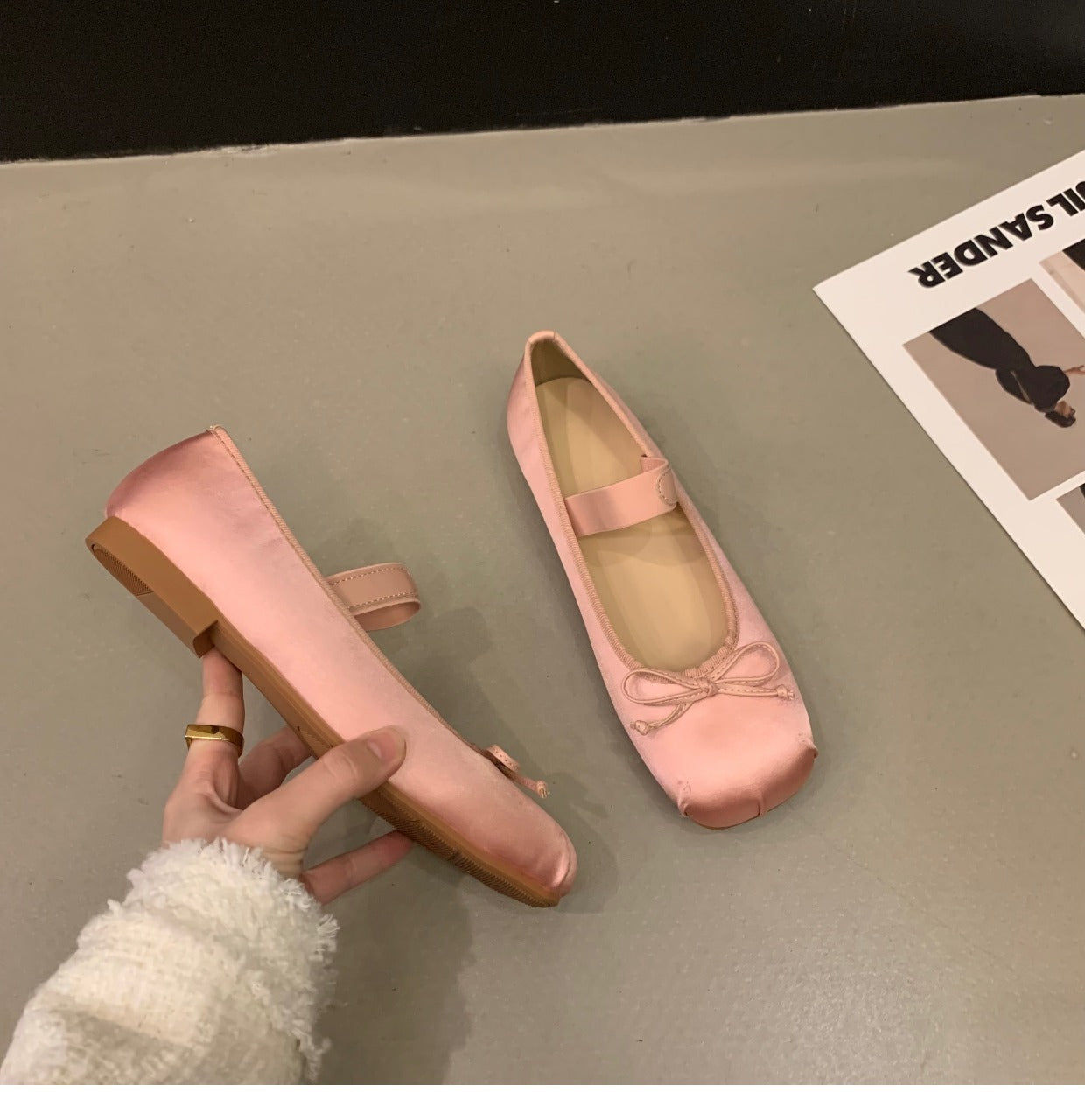 Flat Gentle Ballet Slipper Spring And Summer New French Vintage Satin Peas Shoes