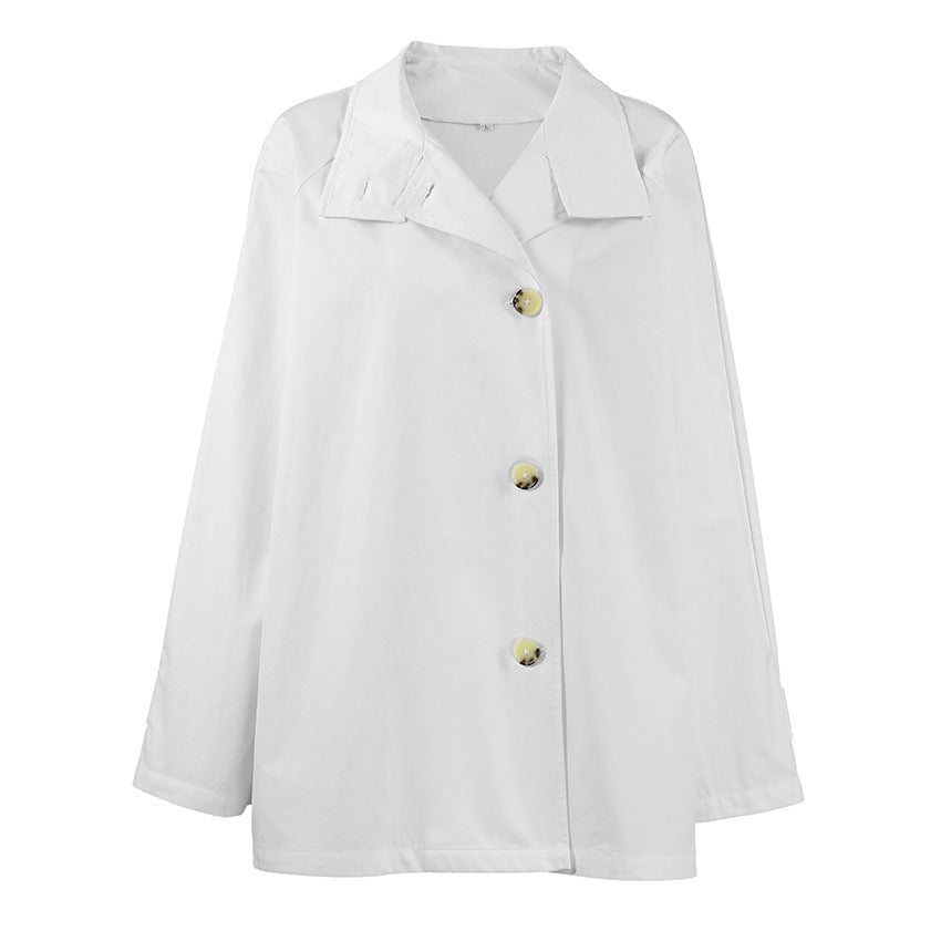 Design Mellemlang Trenchcoat Løs Flatterende Cardigan