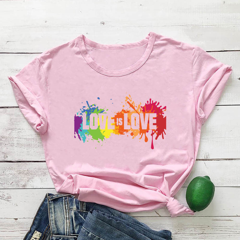 Valentine's Day Love Is Love Letter Color Printed T-shirt