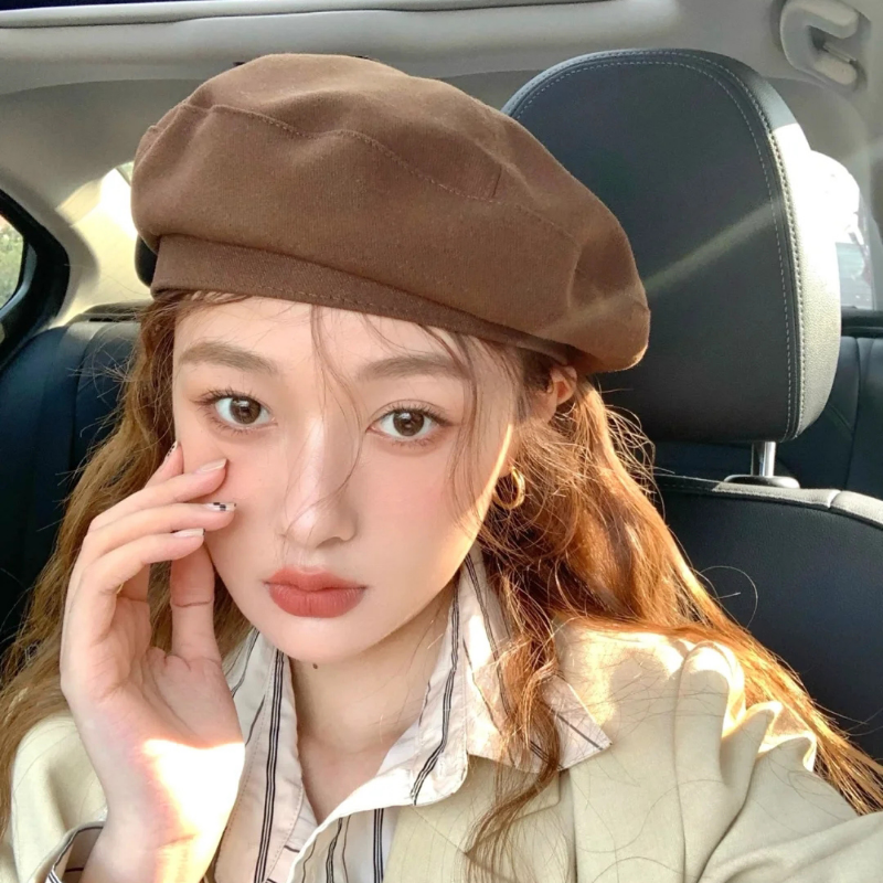 Breathable Beret, Solid And Versatile For Girls