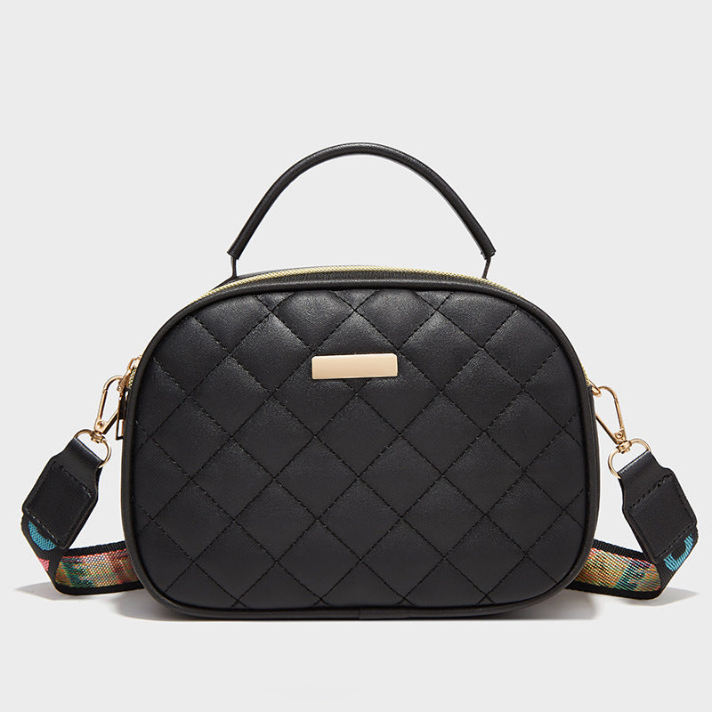 New Rhombus Embroidery Double Zipper Handbag Crossbody