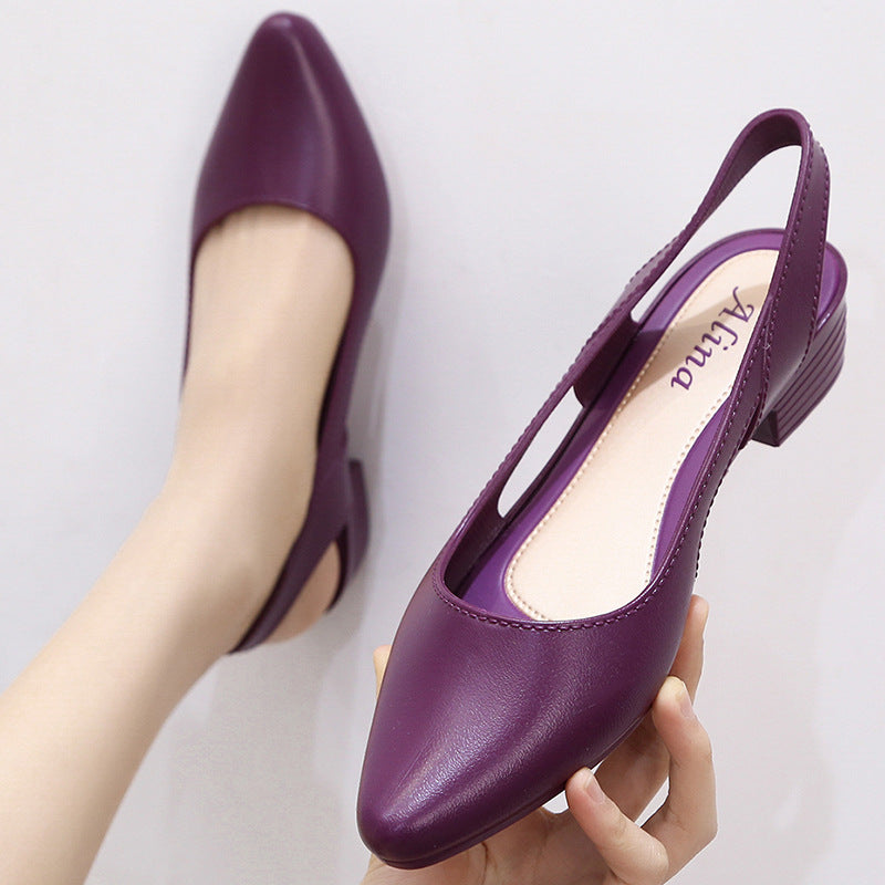 Wedge Heel Shallow Mouth Casual Plastic Mid-heel Single Toe