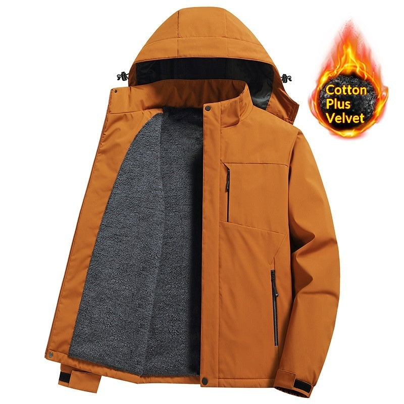 Mens Winter Windproof Tactical Jacket With Detachable Hood