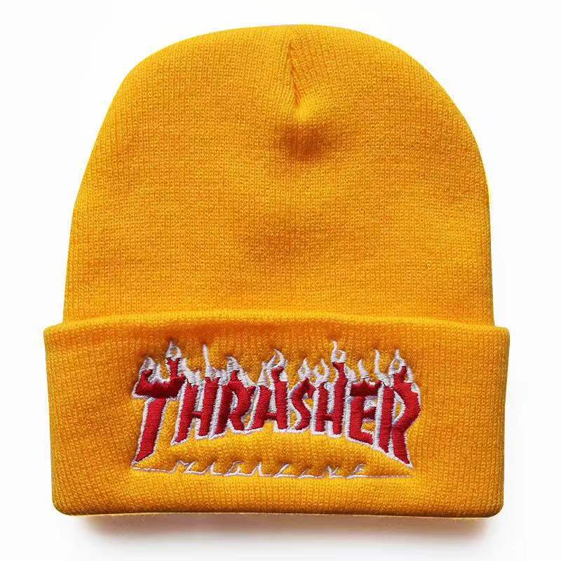Fashion Flame Letter Embroidery Knitted Hat