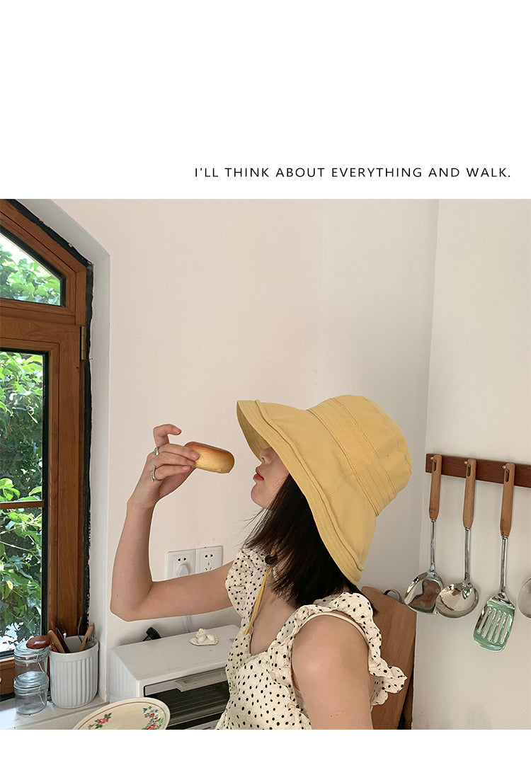 Big Brim Sun-proof Bucket Hat Lemon