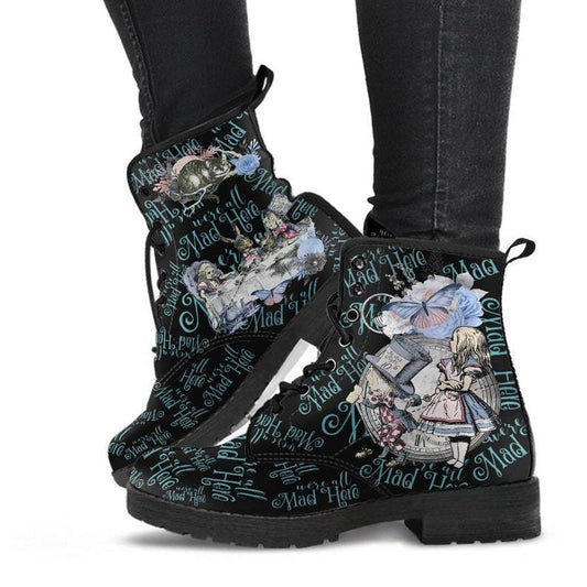 Cartoon Digital Printed Women's Oversized High Top Leather Boots