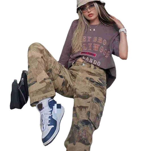 New Autumn Camouflage American Long Washed Retro Army Pants