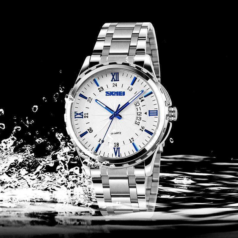 Men's Steel Belt Business Waterproof Calendar Quartz Watch
