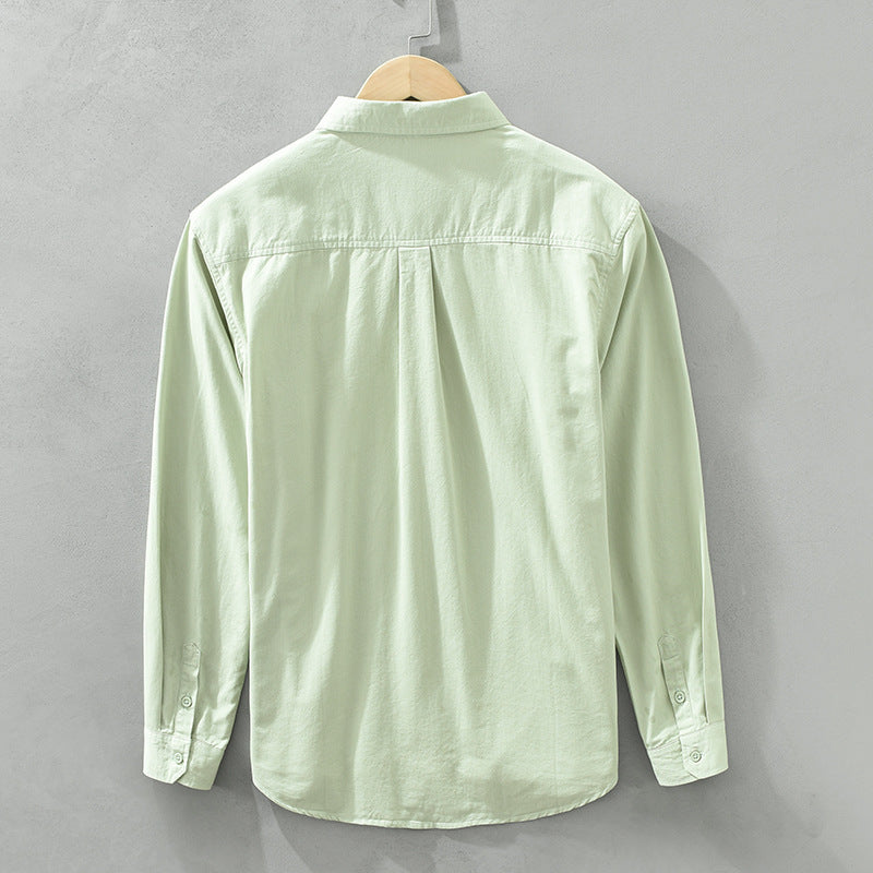 Ensfarvet langærmet basic herreskjorte i retro-stil