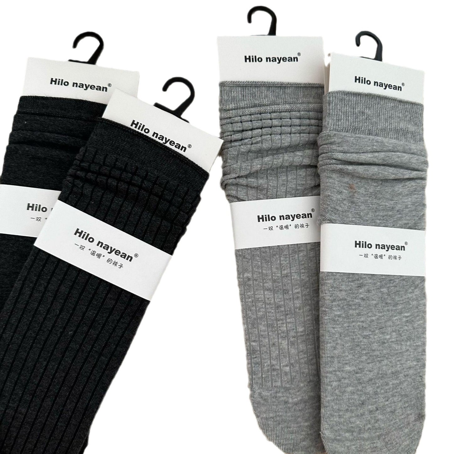 Gentle Vertical Stripe Flat Color Spinning South Korea Color Cream Gray Bunching Socks