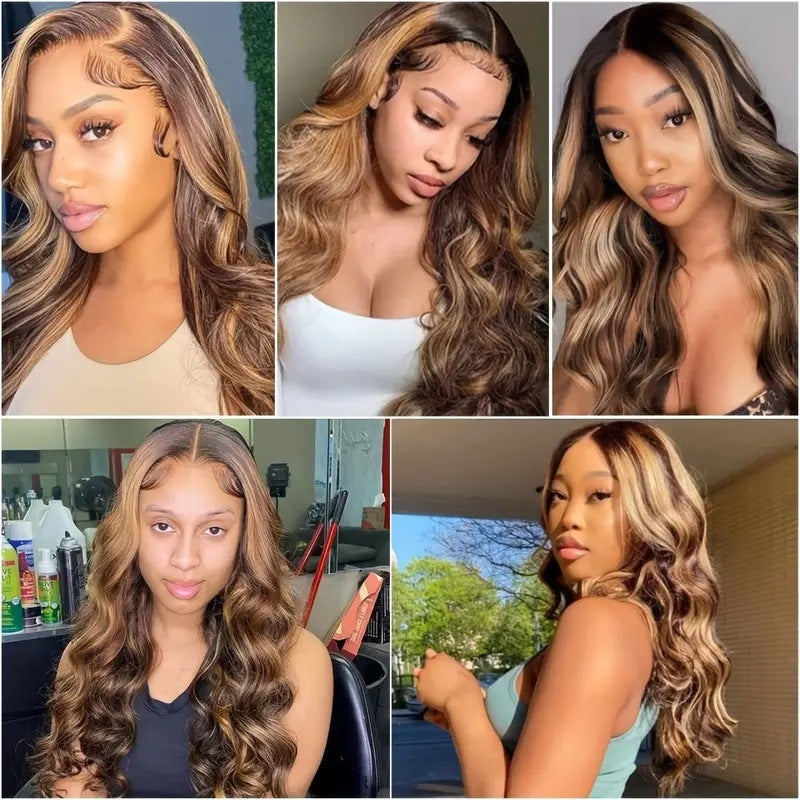 Front Lace Piano Color Big Wave Wig