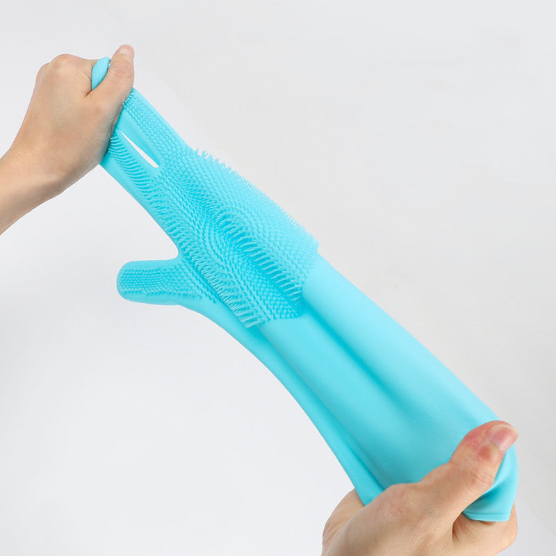 Pet Bathing Gloves Artifact To Remove Floating Hair And Anti-scratch Silicone With Brush
