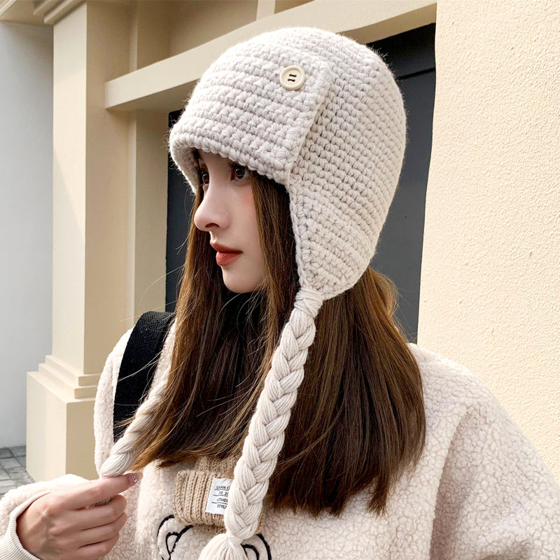 Versatile Fashion Braided Baotou Wool Warm Hat Children