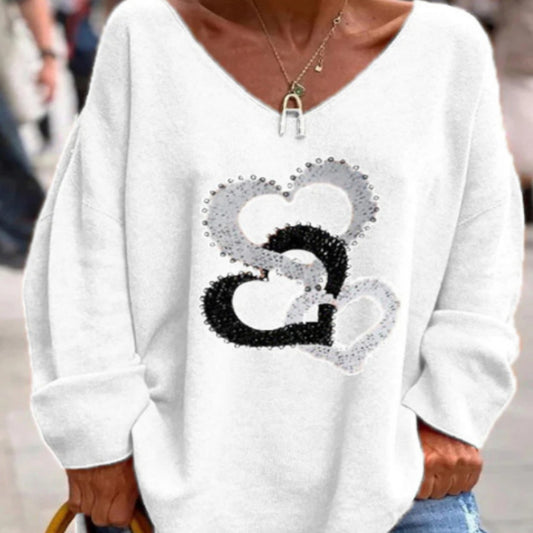 Plus Size Top med Slids og Print i Urban Casual Stil