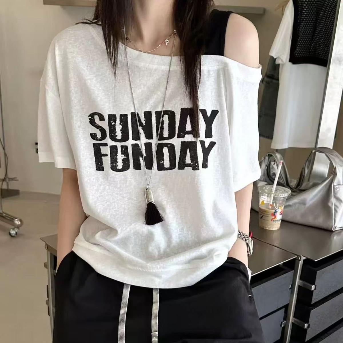 Kortærmet løs, slankende T-shirt-top