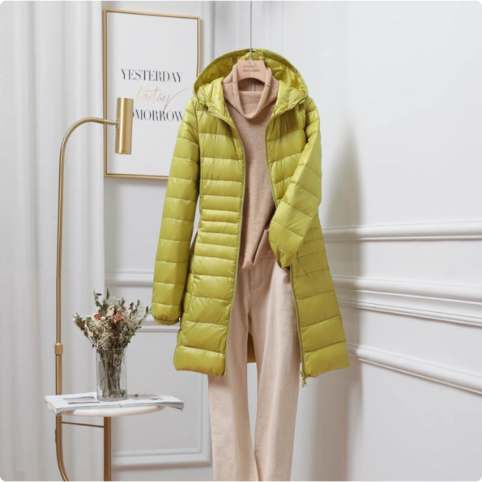 Lightweight Mid-length Plus Size Slim Fit Women's Down Jacket