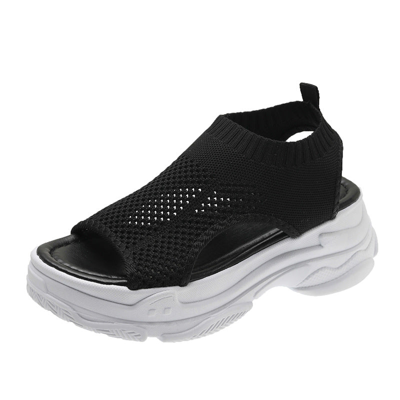 Thick-soled Leg-shaping Knitted Latest Trendy Style Sports Platform Not Tired Feet Comfortable Sandals
