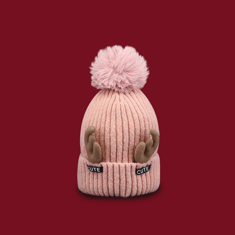 Women's Christmas Antler Knitting Wool Hat