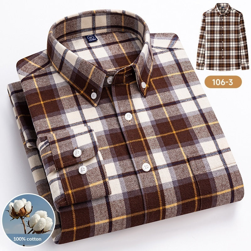 Cotton Plaid Long-sleeve Shirt For Layering Or Wearing On Its Own