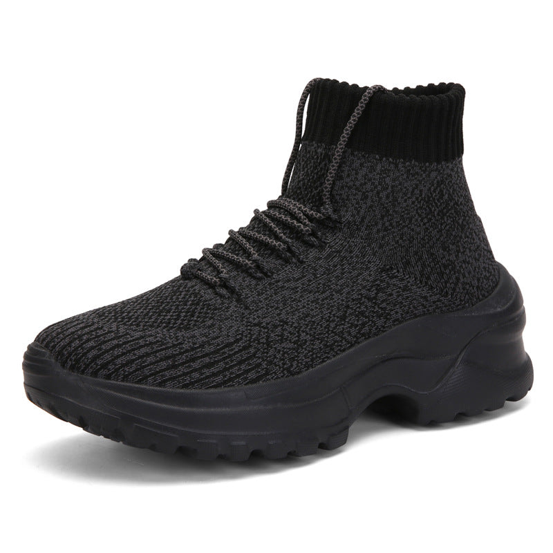 Flying Woven Breathable High-top Women's Height-increasing Socks And Shoes