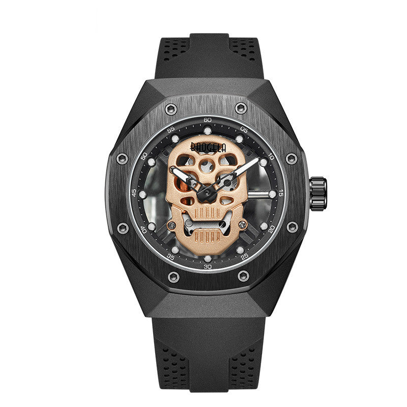 Domineering Skull Silicone Men's Watch Two-pin Waterproof Luminous Sports Quartz Watch