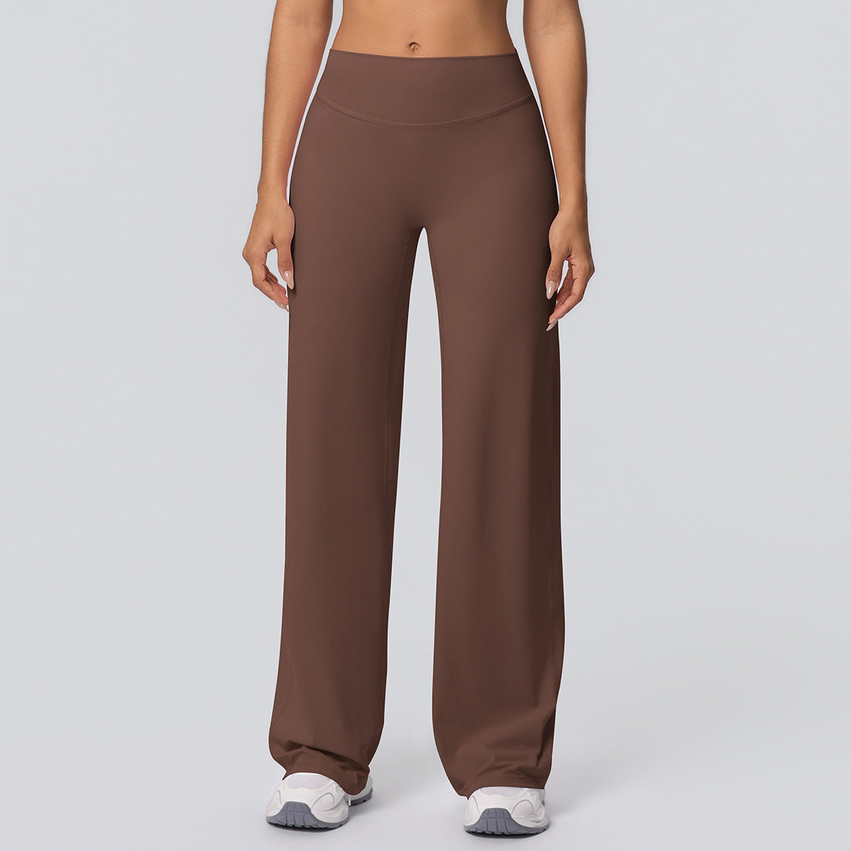 Double-sided Brushed Solid-color High-waisted Loose-fitting Breathable Yoga Wide-leg Pants