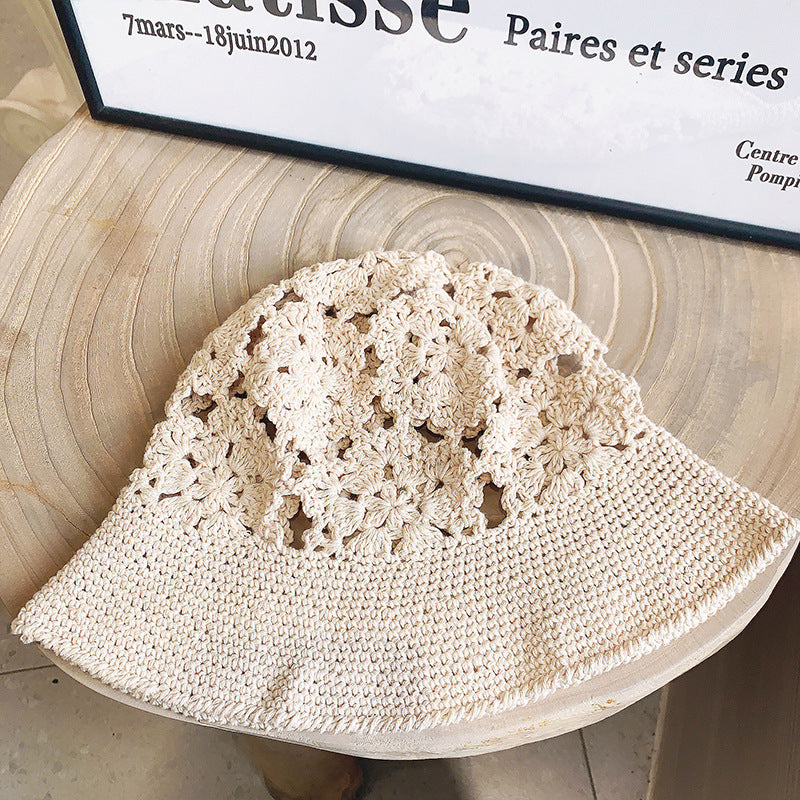 Summer Sun Protection Retro Handmade Knitted Hat Women
