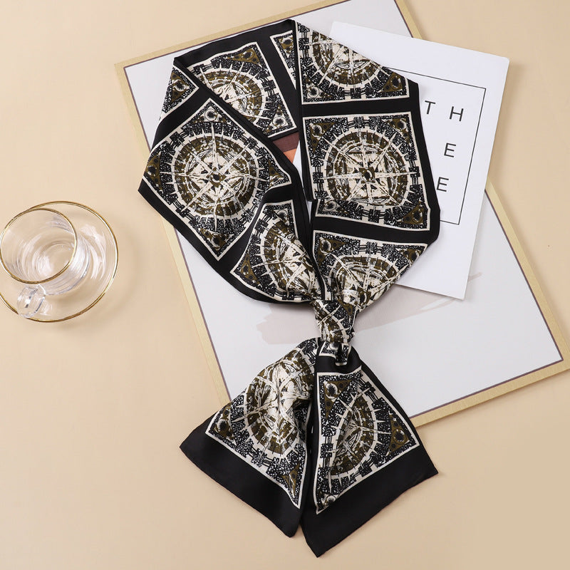 Small Silk Scarf Thin And Long Hair Binding Double Layer