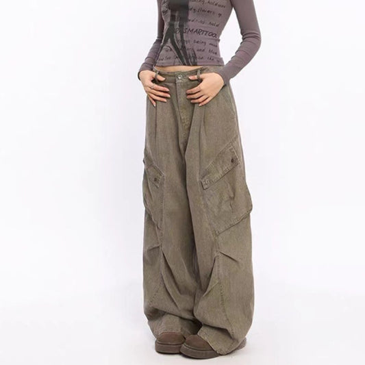 Retro Overall Jeans Dame Højtaljede Løse Til Tidligt Efterår