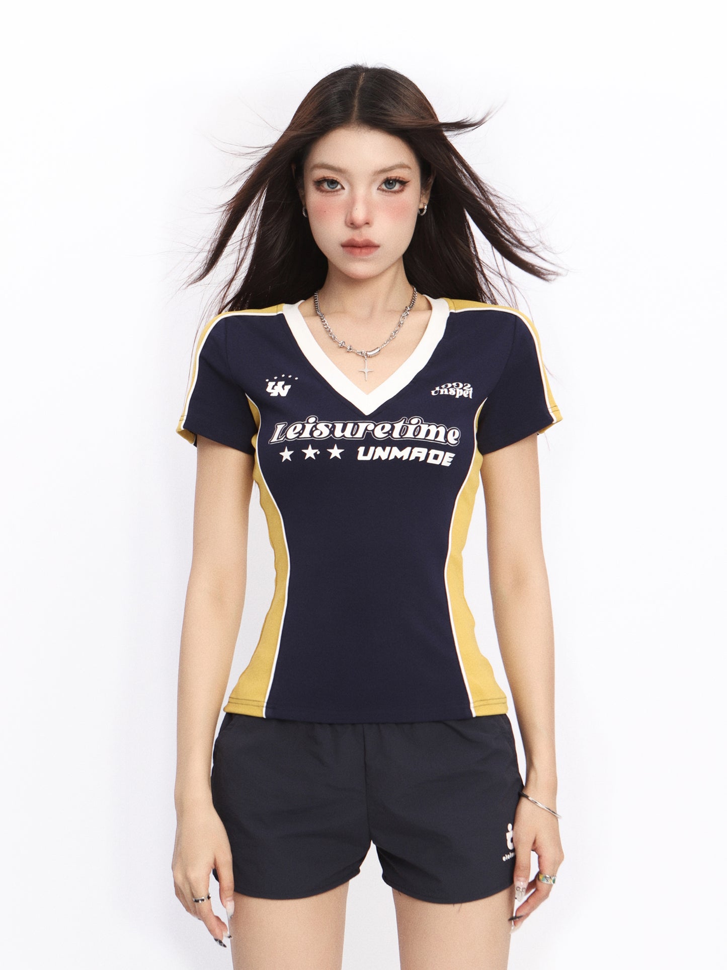 American Y2g Blue Color Raglan Short Sleeve