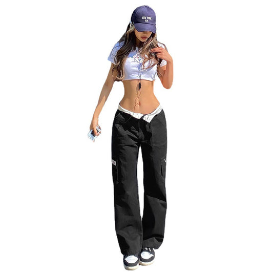 Fashion Trend Street Trendsetter High Waist Multi Pocket Trousers